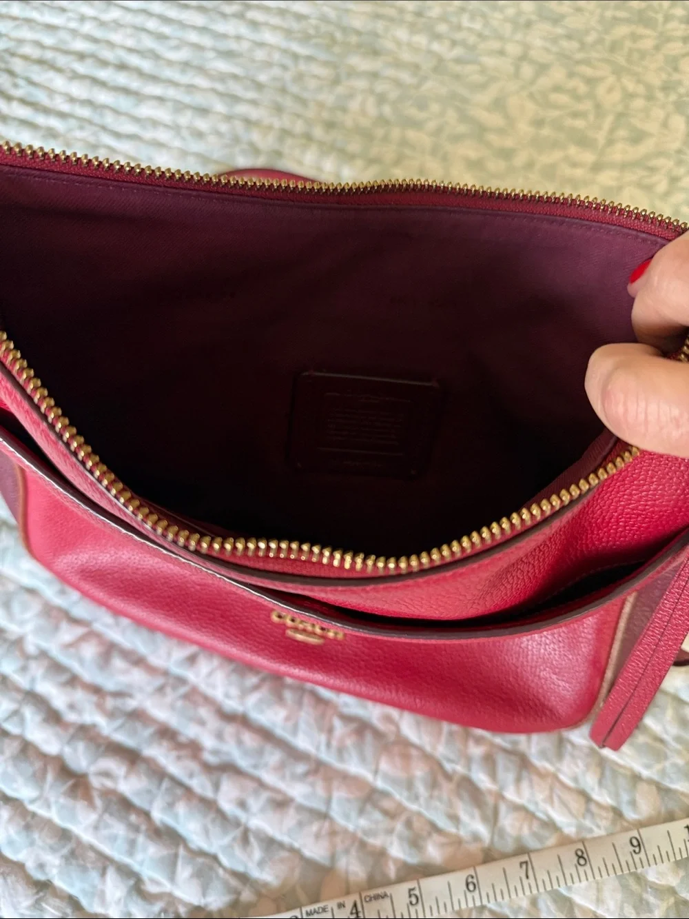 Coach Cherry Red Pebbled Leather Crossbody